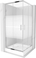 Mexen Rio square shower cubicle 90 x 90 cm, Stripes, Chrome + shower tray Rio, White - 860-090-090-01-20-4510