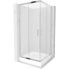 Mexen Rio square shower cubicle 90 x 90 cm, Frosted, Chrome + shower tray Rio, White - 860-090-090-01-30-4510