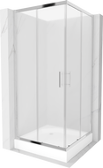 Mexen Rio square shower cubicle 90 x 90 cm, Frosted, Chrome + shower tray Rio, White - 860-090-090-01-30-4510
