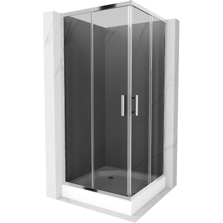 Mexen Rio square shower cubicle 90 x 90 cm, Graphite, Chrome + shower tray Rio, White - 860-090-090-01-40-4510