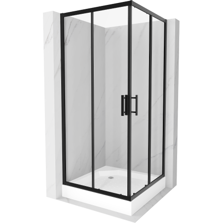 Mexen Rio square shower cubicle 90 x 90 cm, Transparent, Black + shower tray Rio, White - 860-090-090-70-00-4510