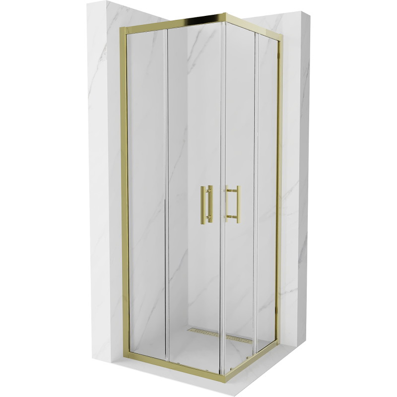 Mexen Rio 70 x 70 cm square shower cabin, transparent, gold - 860-070-070-50-00