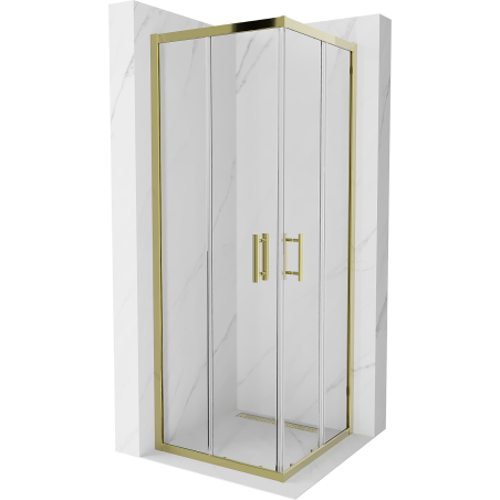 Mexen Rio square shower cabin 70 x 70 cm, transparent, gold - 860-070-070-50-00
