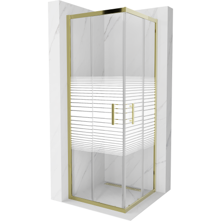 Mexen Rio square shower cubicle 70 x 70 cm, Stripes, Gold - 860-070-070-50-20