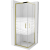 Mexen Rio square shower cabin 70 x 70 cm, white stripes, gold - 860-070-070-50-20