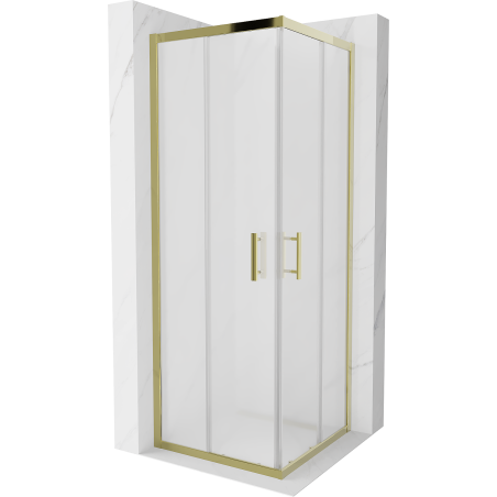 Mexen Rio square shower cubicle 70 x 70 cm, Frosted, Gold - 860-070-070-50-30