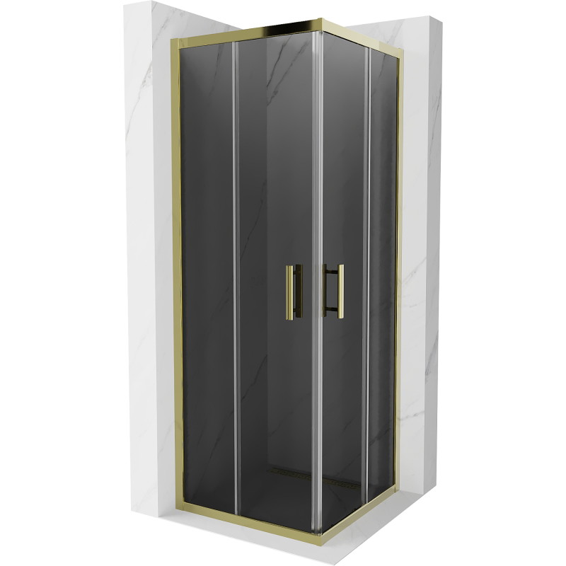 Mexen Rio 70 x 70 cm Square Shower Cabin, Graphite, Gold - 860-070-070-50-40