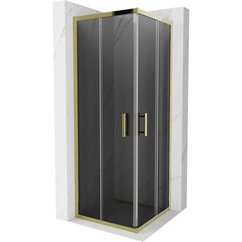 Mexen Rio square shower cubicle 70 x 70 cm, Graphite, Gold - 860-070-070-50-40