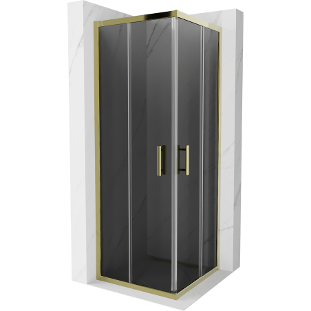 Mexen Rio square shower cubicle 70 x 70 cm, Graphite, Gold - 860-070-070-50-40