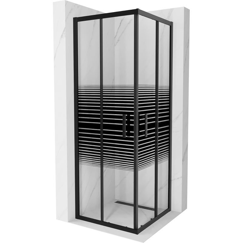 Mexen Rio square shower cabin 70 x 70 cm, black stripes, black - 860-070-070-70-20