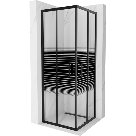 Mexen Rio square shower cubicle 70 x 70 cm, Stripes, Black - 860-070-070-70-20