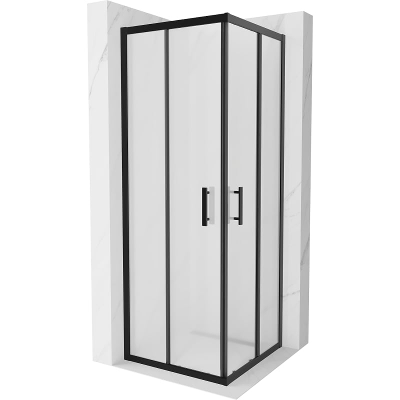 Mexen Rio square shower cabin 70 x 70 cm, frost, black - 860-070-070-70-30