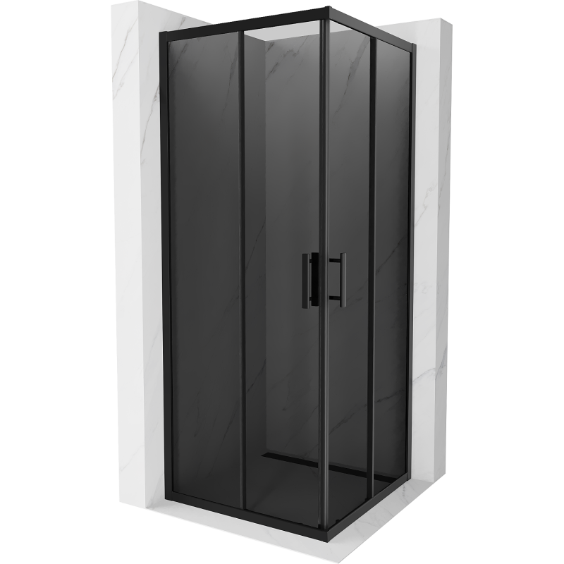 Mexen Rio square shower cubicle 80 x 80 cm, Graphite, Black - 860-080-080-70-40