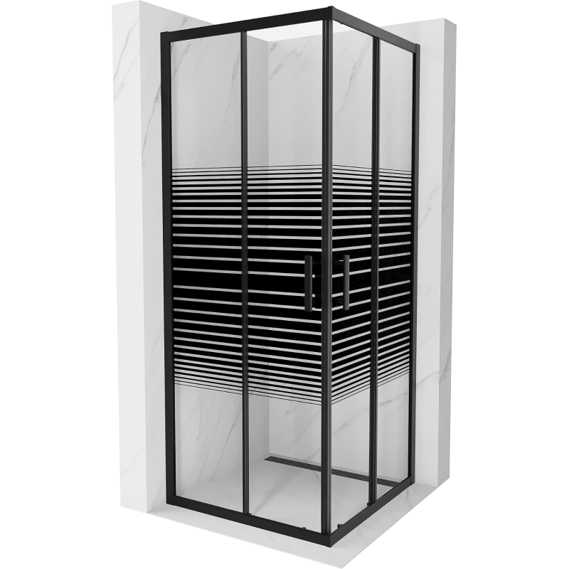 Mexen Rio 80 x 80 cm Square Shower Cabin, Black Stripes, Black - 860-080-080-70-20