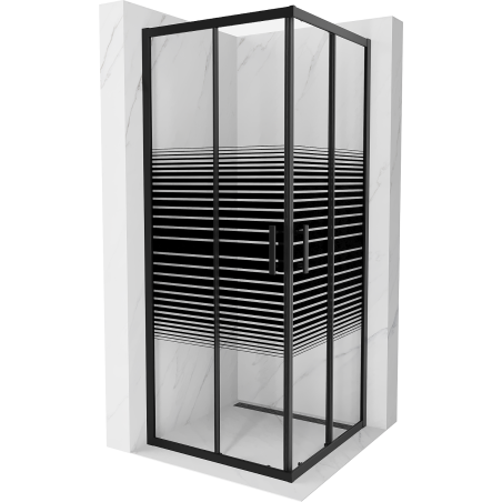 Mexen Rio 80 x 80 cm Square Shower Cabin, Black Stripes, Black - 860-080-080-70-20