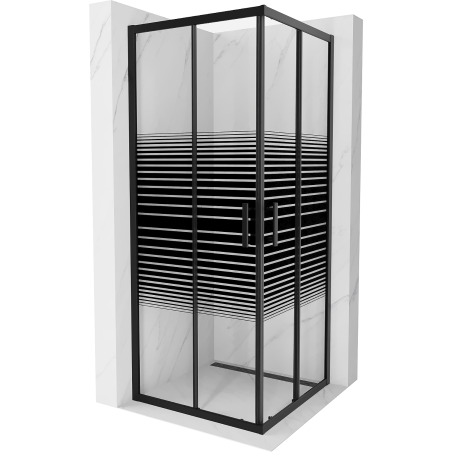 Mexen Rio square shower cubicle 80 x 80 cm, Stripes, Black - 860-080-080-70-20