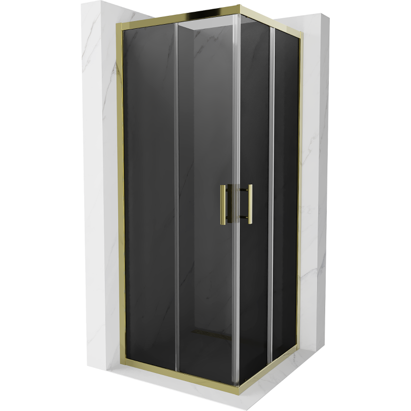 Mexen Rio square shower cabin 80 x 80 cm, graphite, gold - 860-080-080-50-40