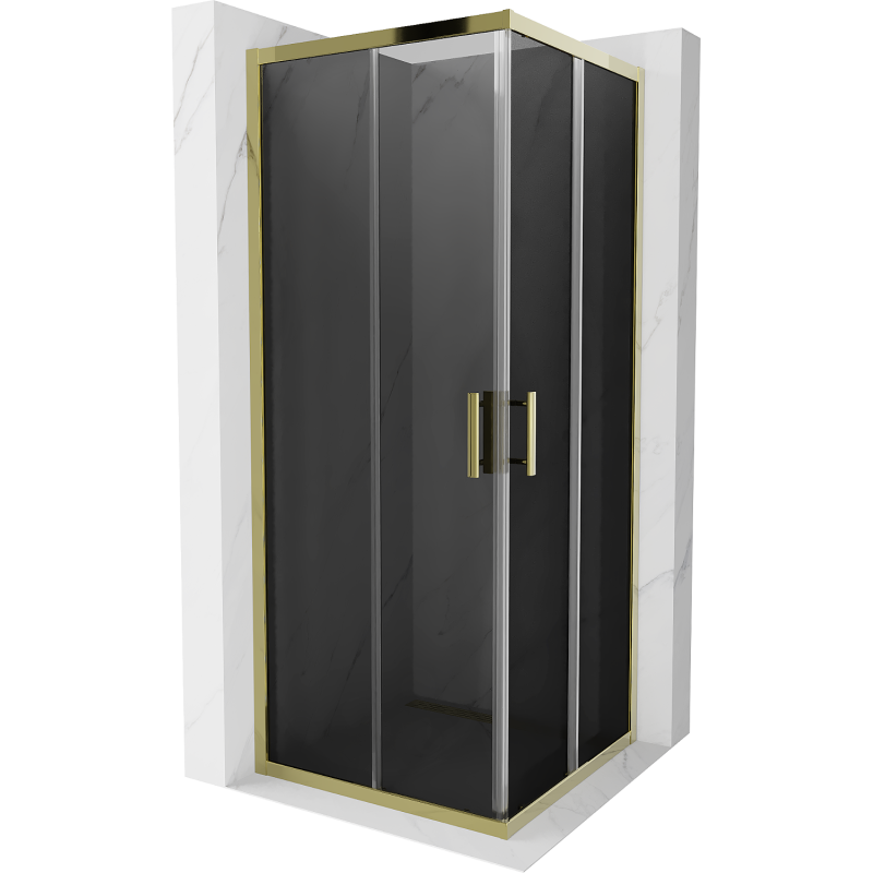 Mexen Rio Square Shower Enclosure 80 x 80 cm, Graphite, Gold - 860-080-080-50-40