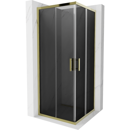 Mexen Rio square shower cubicle 80 x 80 cm, Graphite, Gold - 860-080-080-50-40