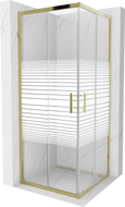 Mexen Rio square shower cubicle 80 x 80 cm, Stripes, Gold - 860-080-080-50-20