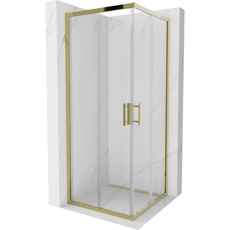Mexen Rio 80 x 80 cm square shower cabin, transparent, gold - 860-080-080-50-00