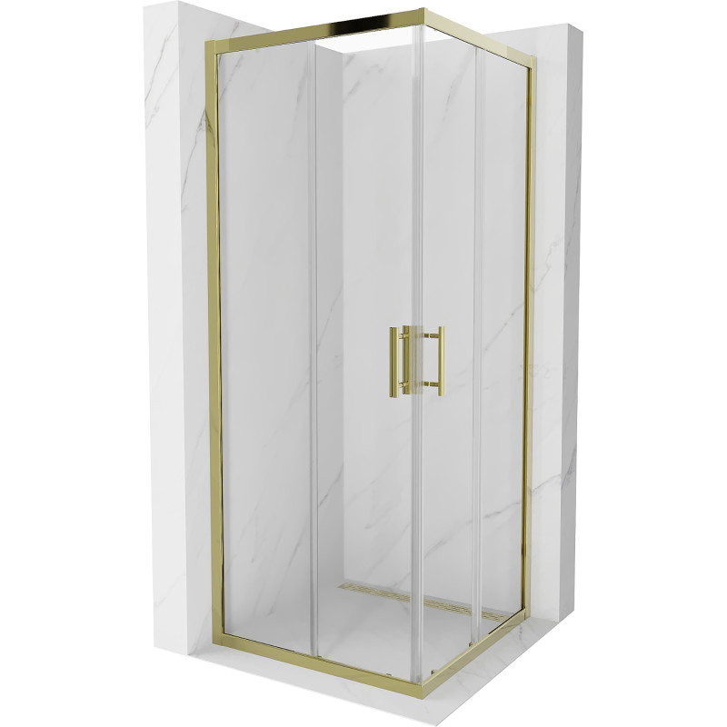 Mexen Rio square shower cabin 80 x 80 cm, transparent, gold - 860-080-080-50-00
