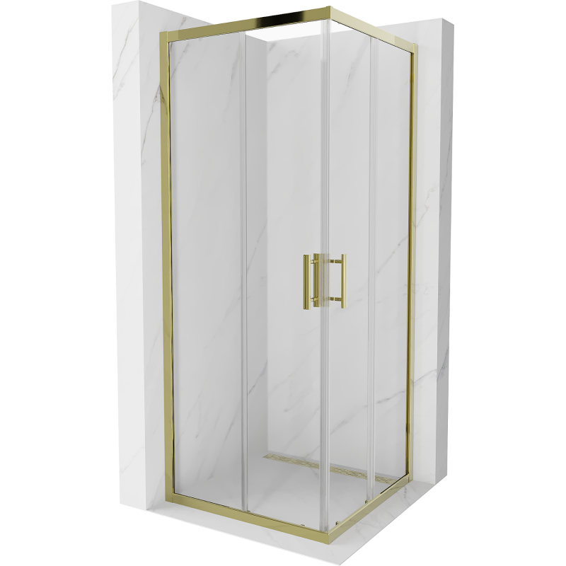 Mexen Rio Square Shower Enclosure 80 x 80 cm, Transparent, Gold - 860-080-080-50-00