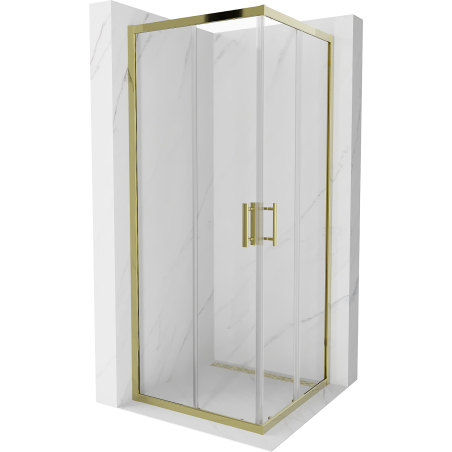 Mexen Rio 80 x 80 cm square shower cabin, transparent, gold - 860-080-080-50-00