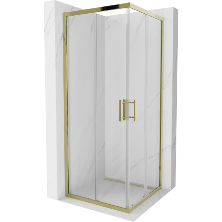 Mexen Rio square shower cubicle 80 x 80 cm, Transparent, Gold - 860-080-080-50-00