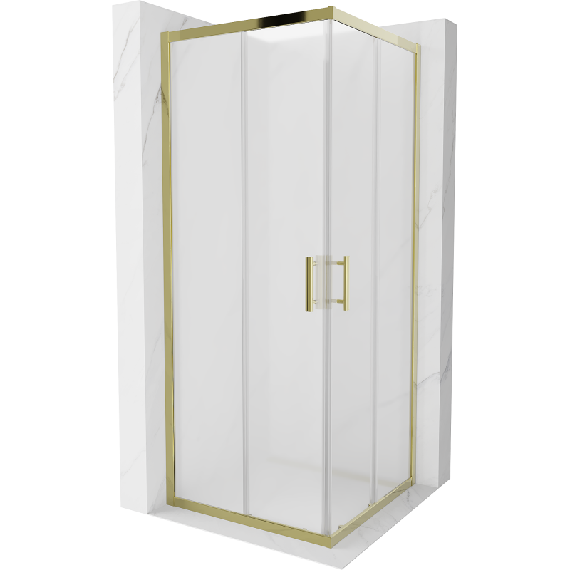 Mexen Rio shower cabin square 80 x 80 cm, frost, gold - 860-080-080-50-30