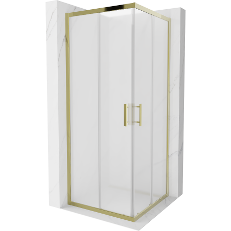 Mexen Rio square shower cubicle 80 x 80 cm, Frosted, Gold - 860-080-080-50-30