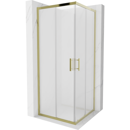 Mexen Rio square shower enclosure 80 x 80 cm, frosted, gold - 860-080-080-50-30