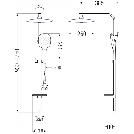 Mexen Q22 Black Shower Column - 798222295-70