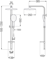 Mexen Q22 shower column, Black - 798222295-70