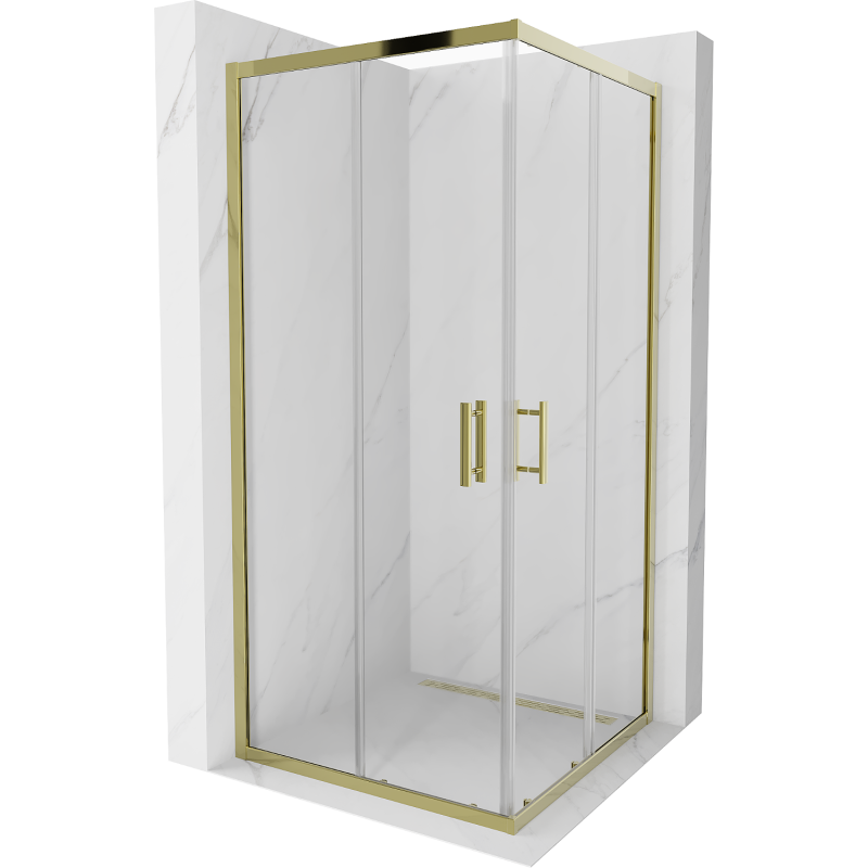 Mexen Rio square shower cubicle 90 x 90 cm, Transparent, Gold - 860-090-090-50-00