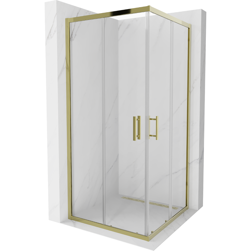 Mexen Rio Square Shower Enclosure 90 x 90 cm, Transparent, Gold - 860-090-090-50-00