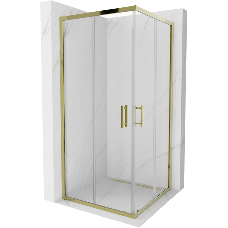 Mexen Rio square shower cubicle 90 x 90 cm, Transparent, Gold - 860-090-090-50-00