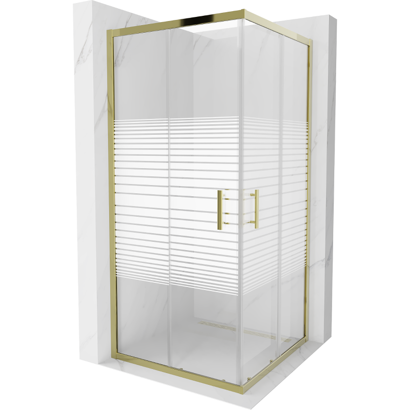 Mexen Rio square shower cubicle 90 x 90 cm, Stripes, Gold - 860-090-090-50-20