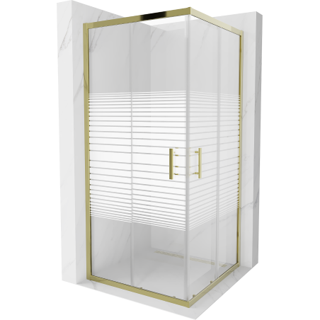 Mexen Rio square shower cubicle 90 x 90 cm, Stripes, Gold - 860-090-090-50-20