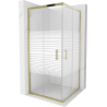 Mexen Rio square shower cabin 90 x 90 cm, white stripes, gold - 860-090-090-50-20