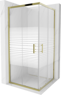 Mexen Rio square shower cubicle 90 x 90 cm, Stripes, Gold - 860-090-090-50-20