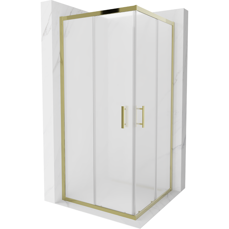 Mexen Rio square shower cabin 90 x 90 cm, frost, gold - 860-090-090-50-30