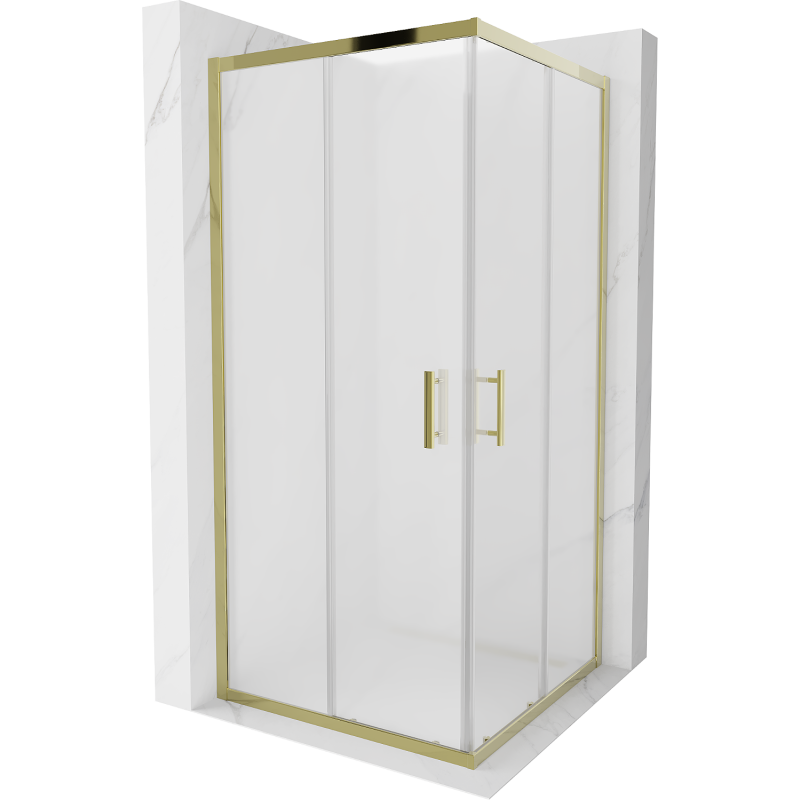 Mexen Rio square shower cubicle 90 x 90 cm, Frosted, Gold - 860-090-090-50-30
