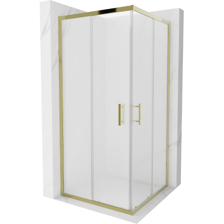 Mexen Rio 90 x 90 cm Square Shower Enclosure, Frosted, Gold - 860-090-090-50-30