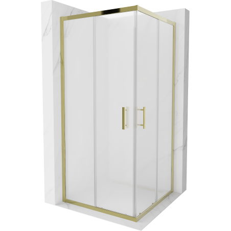 Mexen Rio square shower cubicle 90 x 90 cm, Frosted, Gold - 860-090-090-50-30