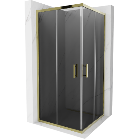 Mexen Rio square shower cubicle 90 x 90 cm, Graphite, Gold - 860-090-090-50-40