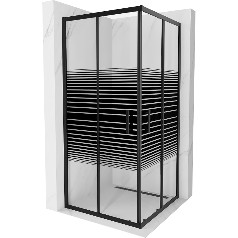 Mexen Rio square shower cubicle 90 x 90 cm, Stripes, Black - 860-090-090-70-20