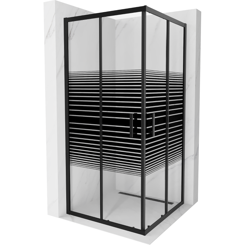 Mexen Rio square shower enclosure 90 x 90 cm, black stripes, black - 860-090-090-70-20