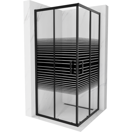 Mexen Rio square shower cubicle 90 x 90 cm, Stripes, Black - 860-090-090-70-20
