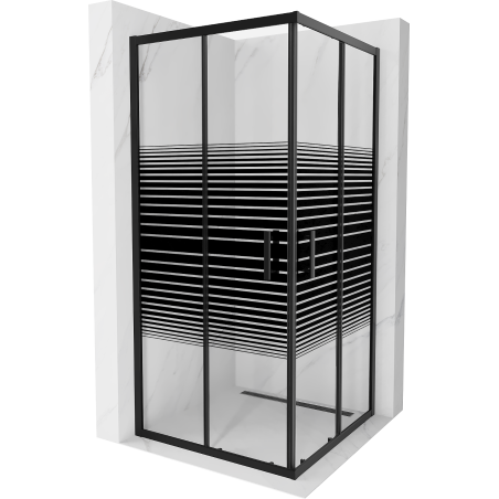 Mexen Rio square shower enclosure 90 x 90 cm, black stripes, black - 860-090-090-70-20